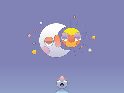 Day and Night flat illustration illustrator moon sun