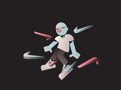 Float character characterdesign floating gradient illustration jump motion nike sport