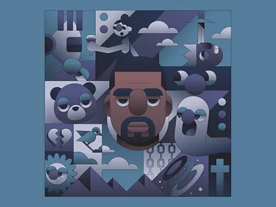 Ye album art gradient illustration illustrator kanye west music musician rap yeezy