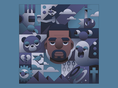 Ye album art gradient illustration illustrator kanye west music musician rap yeezy