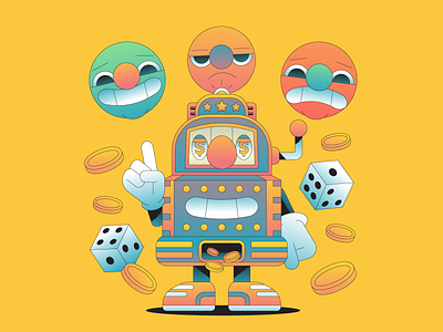 Gambler addiction coins dice emotion gamble gradient illustrator money vector illustration vegas
