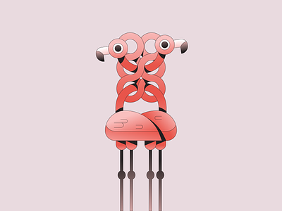 Knot animal bird branding character flamingo flat gradient illustration illustrator mascot minimal simple