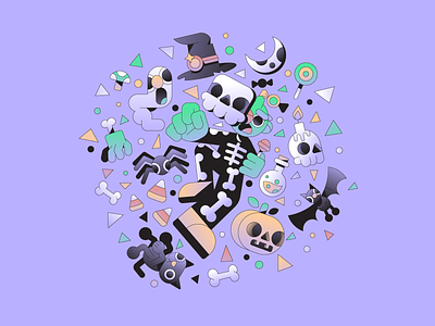 Spooked abstract character flat gradient illustration illustrator minimal simple