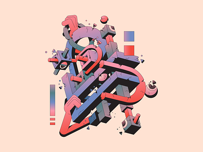 Constructed abstract character flat geometric geometry gradient illustration illustrator isometric minimal simple