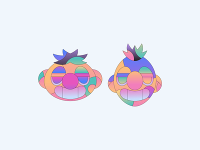 Bert and Ernie abstract badge character flat gradient icon illustration illustrator minimal simple