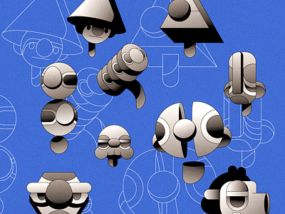 Strange Heads abstract branding character flat gradient illustration illustrator minimal simple