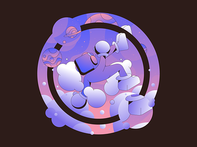 Purple Falls abstract character flat gradient illustration illustrator minimal simple vector