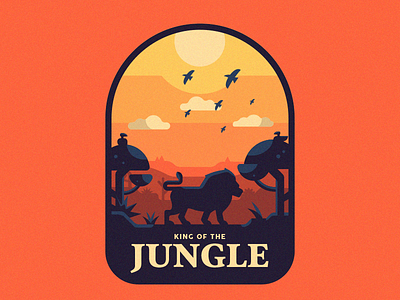 King Of The Jungle badge birds branding design illustration jungle lion lion king lion logo logo mascot logo sun