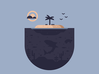 Island Illustration branding desert island esport esportlogo esports esportslogo fish gamer illustration island mascot mascot logo shark stranded summer sun vector