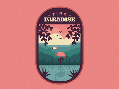 Pink Paradise Badge badge bird branding design flamingo icon illustration logo mascot mascot logo nature paradise pink