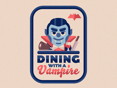 Dining With A Vampire badge badgedesign bat character characterdesign chef cooking dinner dracula elmo food halloween illustration logo puppet sesame street vampire
