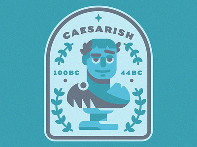 Not Quite Caesar badge cartoon character design greek illustration roman spartan statue vintage wreath zeus