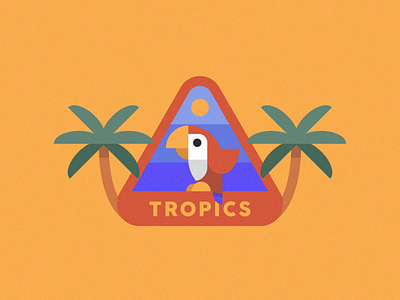 Tropical Badge badge bird bird logo colourful cute flat illustration illustrations island palm tree paradise parrot stamp tropical