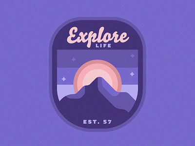 Explore Life adventure badge exploration explore flat flat illustration flatdesign hills illustration landscape landscapes moon mountain nature outside stars