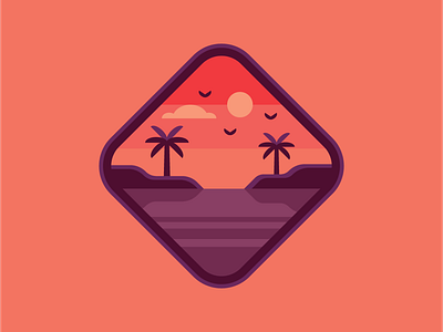 Little Paradise badge beach flat holiday illustration logo orange palm tree paradise summer sun