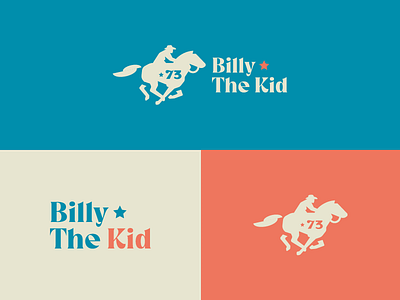 Billy The Kid badge branding colours cowboy flat horse icon logo mark orange vintage