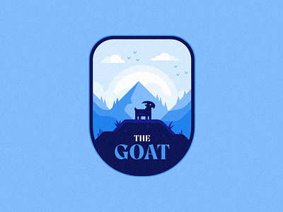 The Goat animal animals badge birds blue branding earth flat goat goat logo grass hills icon logo mountain nature pattern sky