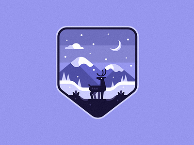Reindeer Badge badge christmas christmas tree claus clouds deer deer logo illustration landscape purple reindeer santa santaclaus shape simple snow white winter