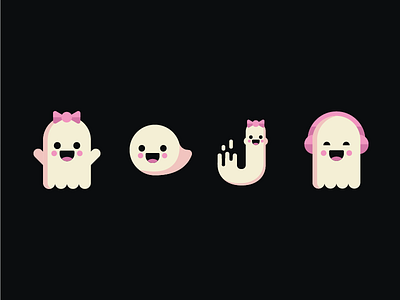 Ghosts character design cute demon flat ghost halloween icon logo pink