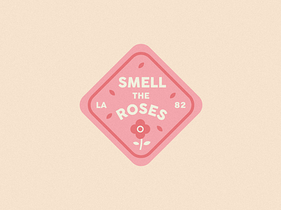Smell The Roses badge badge logo flat flower flowers lockup oldschool pink rose roses simple vintage