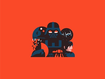 The Dark Side atat boba darth vader darthmaul darthvader deathstar flat flat illustration hansolo kylo kyloren mandalorian mando palpatine skywalker star wars