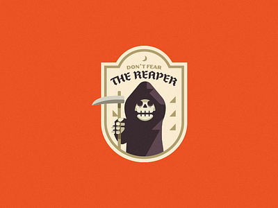 Don't Fear The Reaper badge grim reaper halloween logo patch reaper simple simple logo skeleton skull skull logo