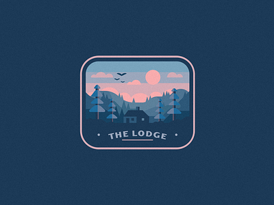 The Lodge birds blues cabin forest home house lodge trees winter woods