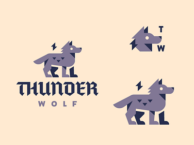Thunder Wolf brew brewery coffee dog flat lightening logo minimal thunder wolf