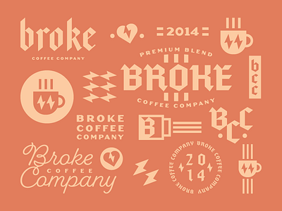 Broke Coffee Company brand branding brew brewery coffee icon illustration logo mark tea type typography