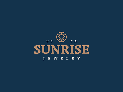 Sunrise Jewelry brand branding diamond gem gold icon logo mark stone sun