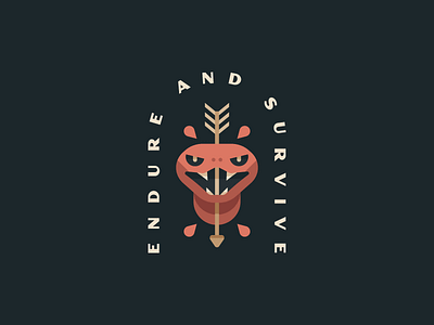 Endure And Survive animal arrow blood illustration logo mark minimal snake snake logo tattoo traditional viper