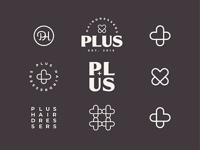 Plus Hairdressers badge badges barbers branding circle hair logo logodesign mark monogram shop