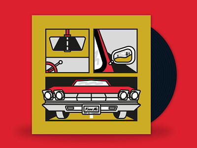 April // Know Me - The Band CAMINO 2d camino car chevrolet convertible cover art design driving driving music el camino illustration know me minimal music music design the band camino vinyl vinyl art