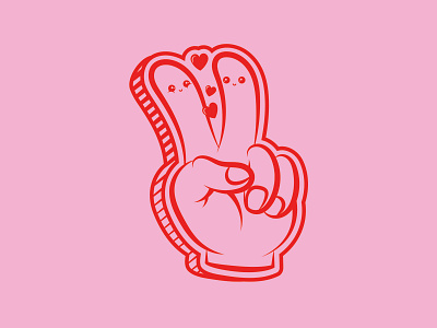 Peace & Love 2d character foam finger hand kawaii love peace vector