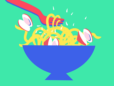 Spaghetti alle Vongole 2d clams design flat food food illustration illustration italian food italy minimal palette pasta spaghetti vector