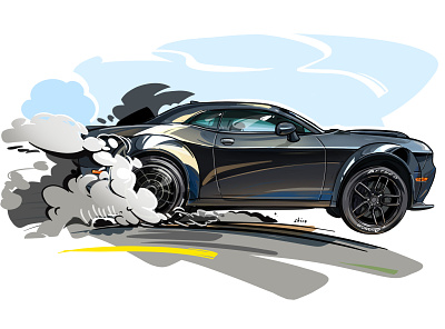 Dodge Challenger atturo car cartoon dodge dodge challenger hellcat illustration mopar musclecar raceway racing shirooo speed way sport supercar tyres wheels