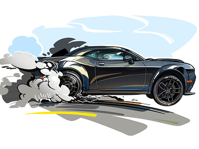 Dodge Challenger atturo car cartoon dodge dodge challenger hellcat illustration mopar musclecar raceway racing shirooo speed way sport supercar tyres wheels