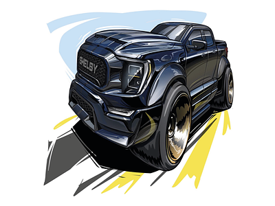 Ford F150 Shelby 4wd247 car caricature cartoon engine f150 ford ford mustang motor motorway muscle car offroad pickup powerful raceway shelby speed sport
