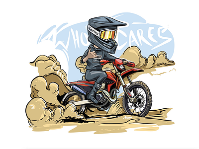 The cartoon of a motorcycle racer