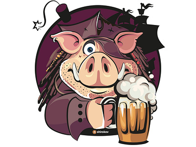 This is a figure of pig in the style of Jack sparrow pirate