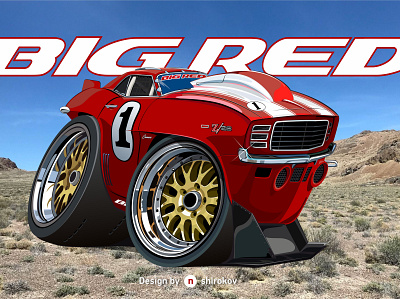 The Big Red americanmusclecars bigblock camaro caricature cartoon chevrolet illustration musclecar vector