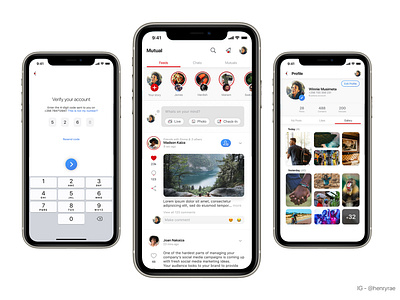 Mutual Messenger App homescreen mobile ui product design profile design social media design user profile ux research verification