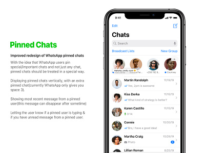 WhatsApp - Pinned Chats concept message app pinned chats redesign redesign concept ui ui ux uidesign uiux uxdesign whatsapp whatsapp redesign