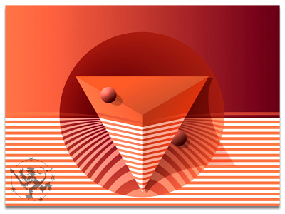 Basic Forms No 7 in Orange II basic forms callmefafa circle illustration kolmio kuvitus madeinaffinity orange oranssi perusmuodot pyramid raidat stripes ympyrä