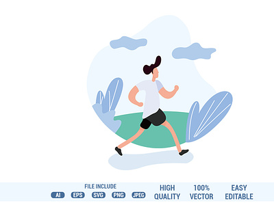 Run Man Flat Illustration