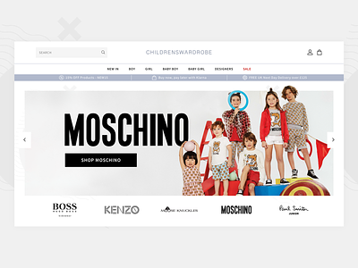 Children's Designer Clothing Website adobe xd fashion flat minimal modern ui ux web website website design