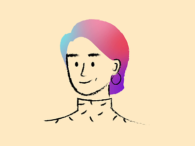 Rainbow hair 2d after effect animation chalk character colour contemporary gradient hair illustration line modern organic pink procreate profile rainbow simple transition woman