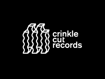 Crinkle Cut Records black white chips dancing music music label simple sound waves