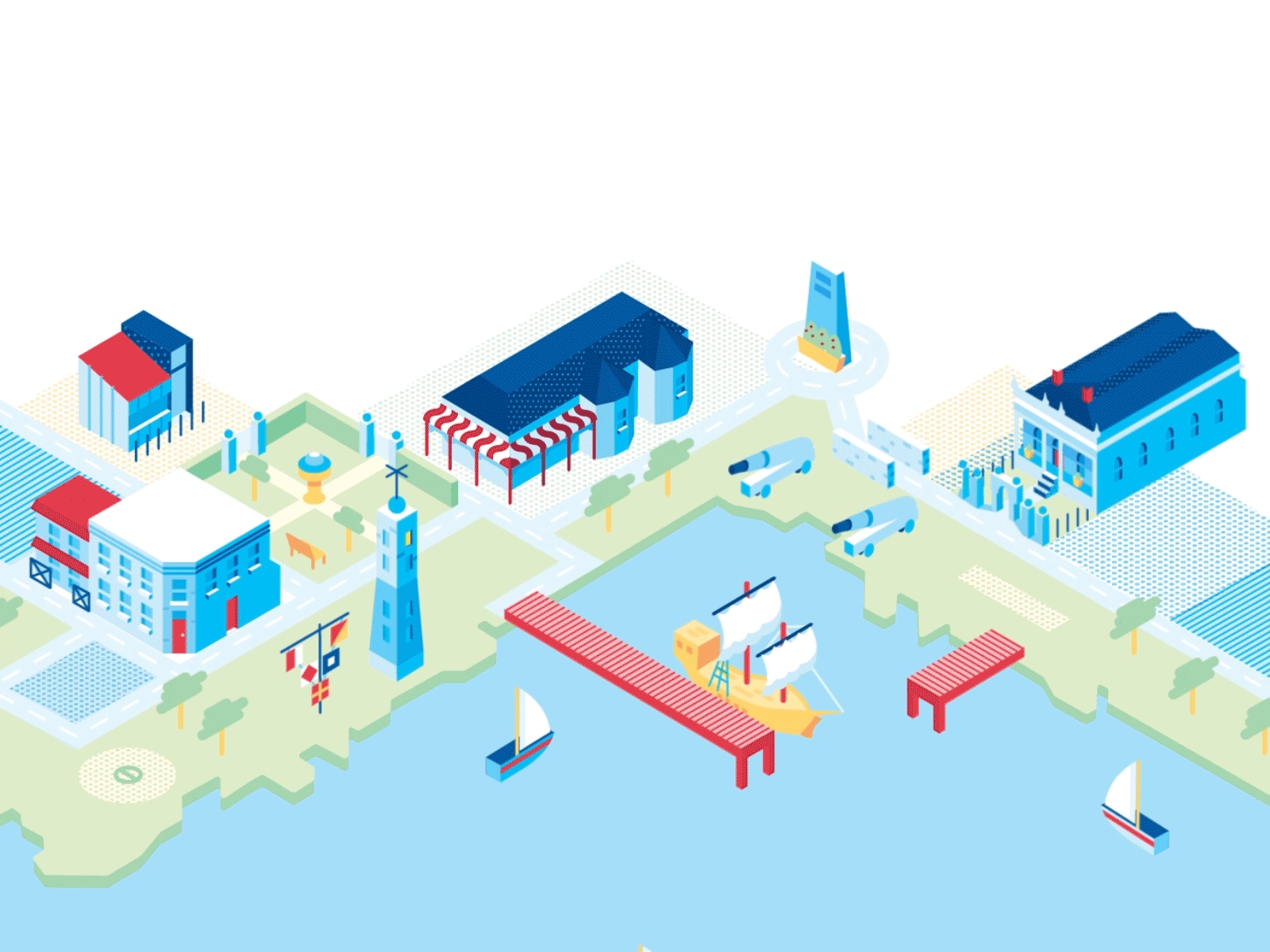 Busy town animation australia design dot flat gif illustration isometric line maritime nonprofit open house pattern