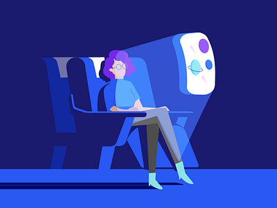 Looking into space blue character comfy constrast illustration light minimal plane rocket shades shadow simple space zoning out